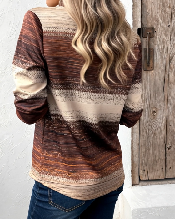 Sweatshirt Stehkragen Halbreißverschluss Verlauf