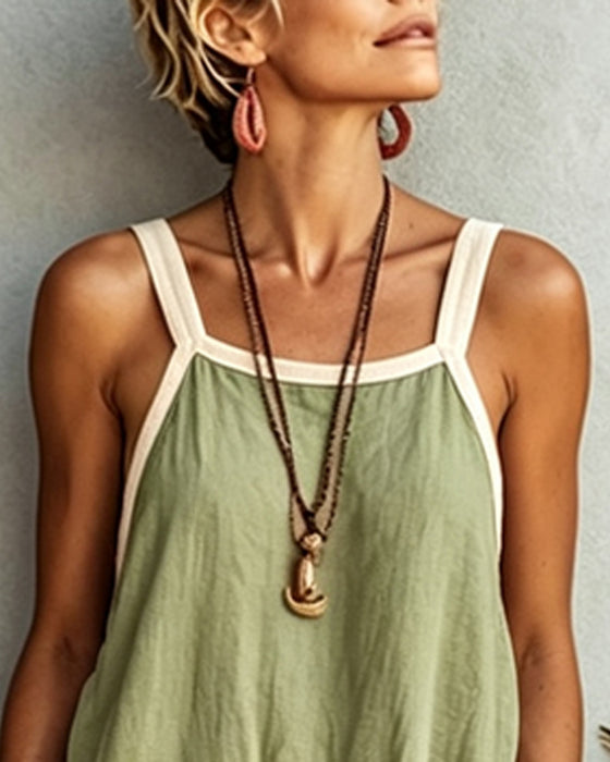 Farbblockierter Jumpsuit Mit Taschen