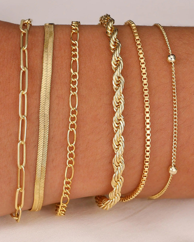 Modisches Schlankes Stapelbares Cuban‑Link‑Armband‑Set