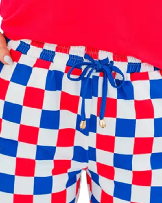Shorts Schachbrett Kordel Freizeit