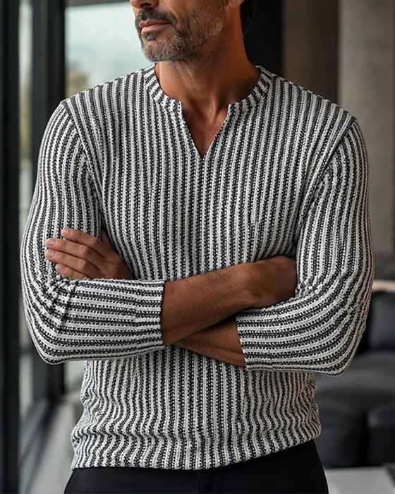 Top Gestreift Dreiviertelarm Herren