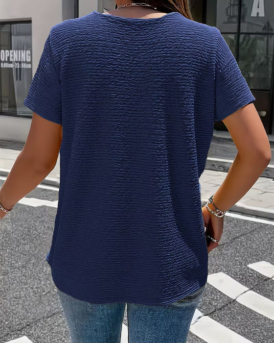 T-Shirt Peter Pan Kragen Drei Knöpfe