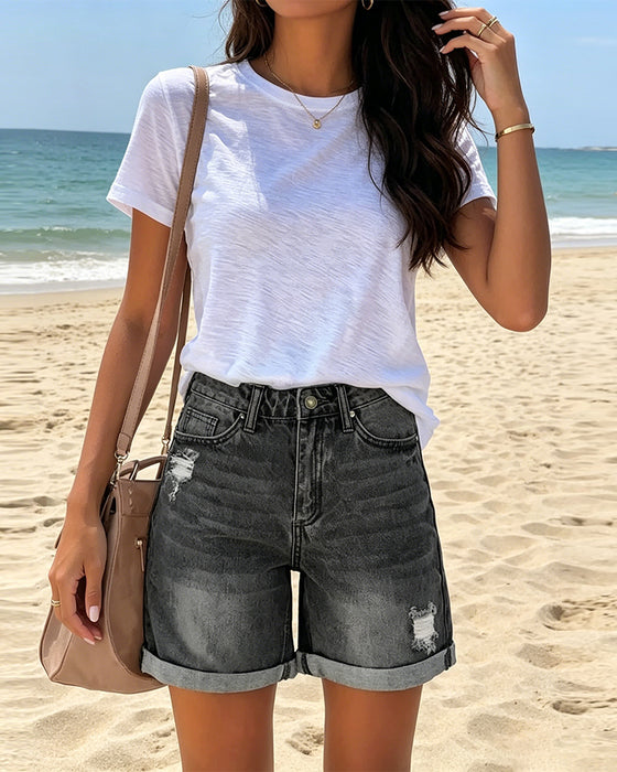 Shorts Distressed Zerrissene Jeans