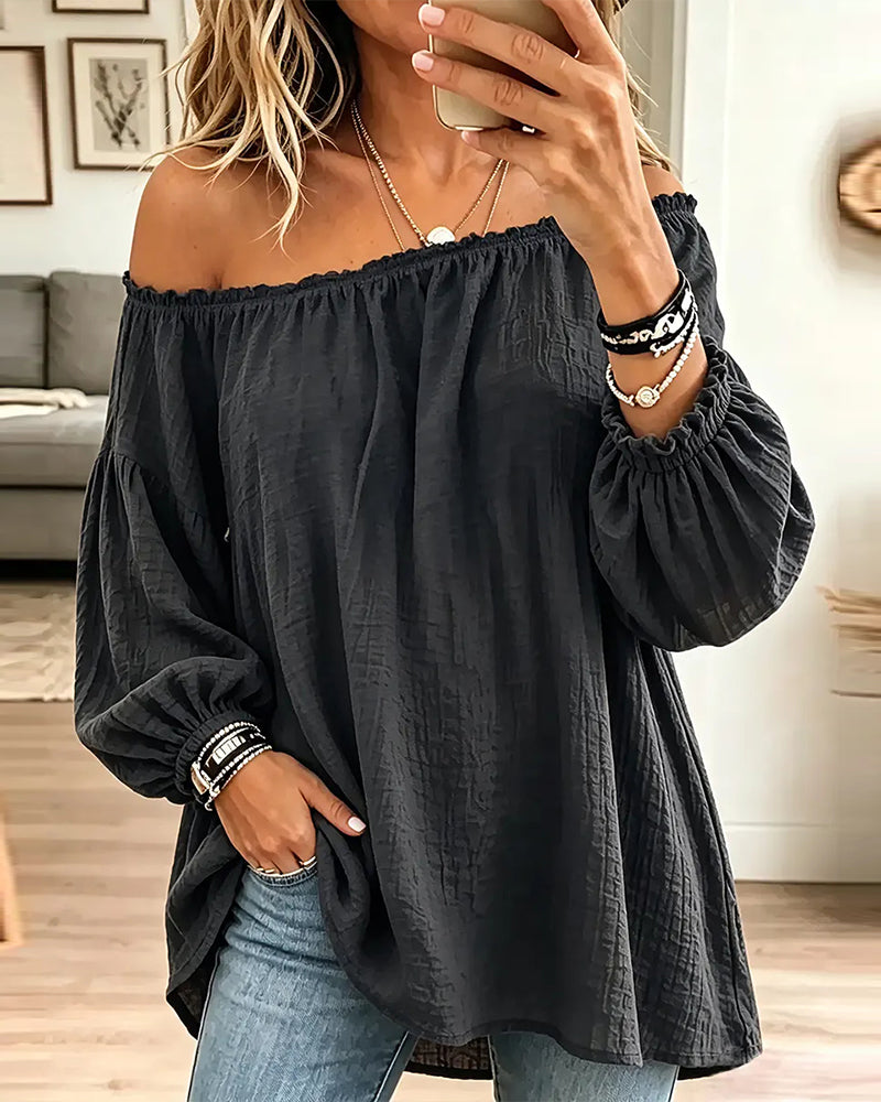 Top Off-Shoulder Locker Einfarbig Farbe