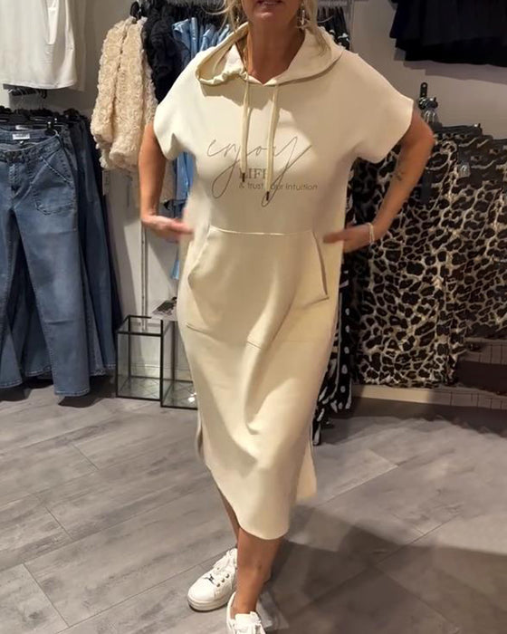 Kleid Mit Kapuze Casual Kordelzug