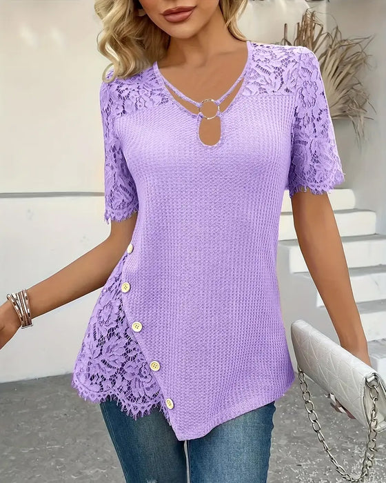 T-Shirt Spitzen Einsatz Gestrickt