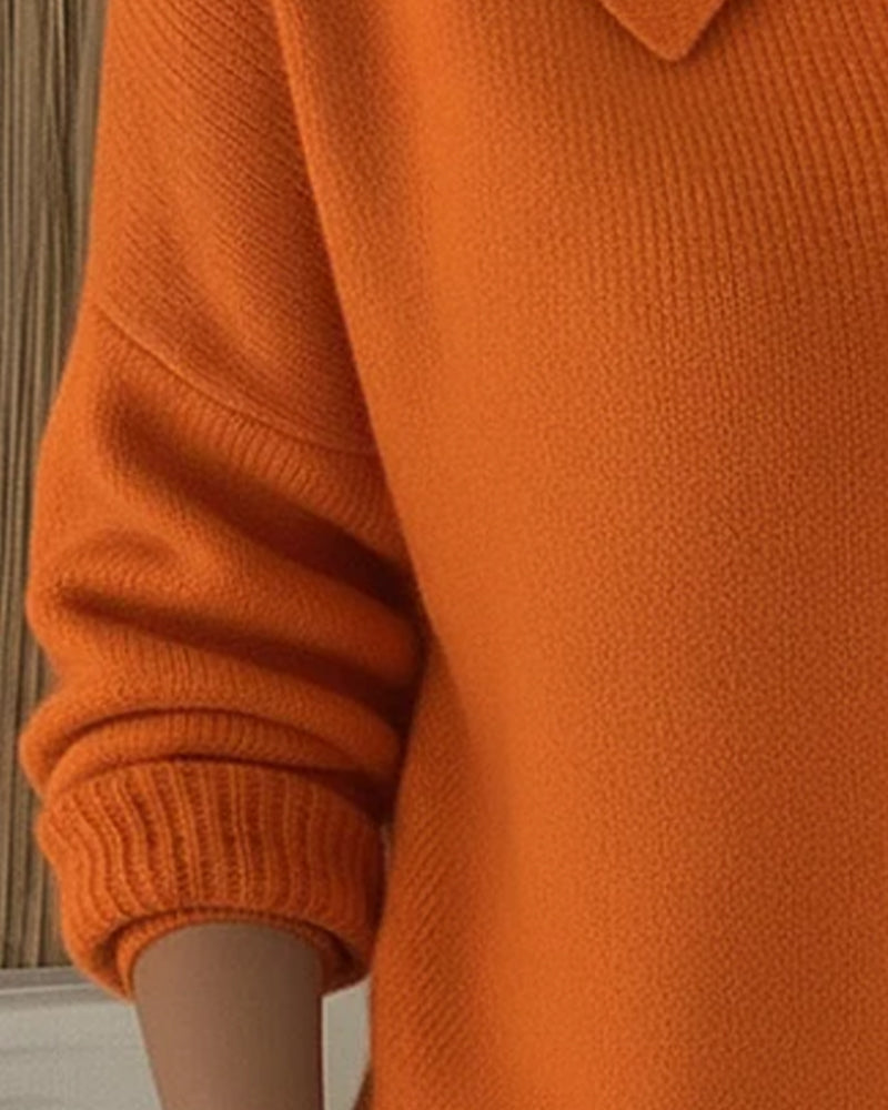 Langärmeliger Pullover mit Knopfleiste am Revers