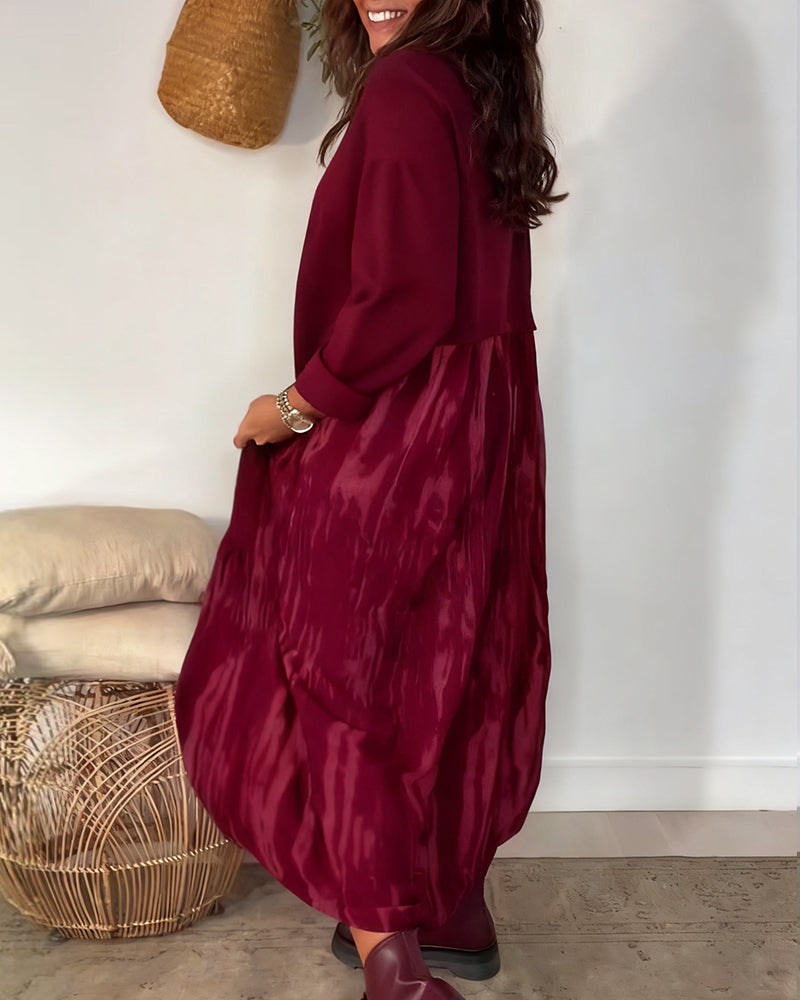 Kleid runder Ausschnitt unregelmäßiger Patchworkdruck