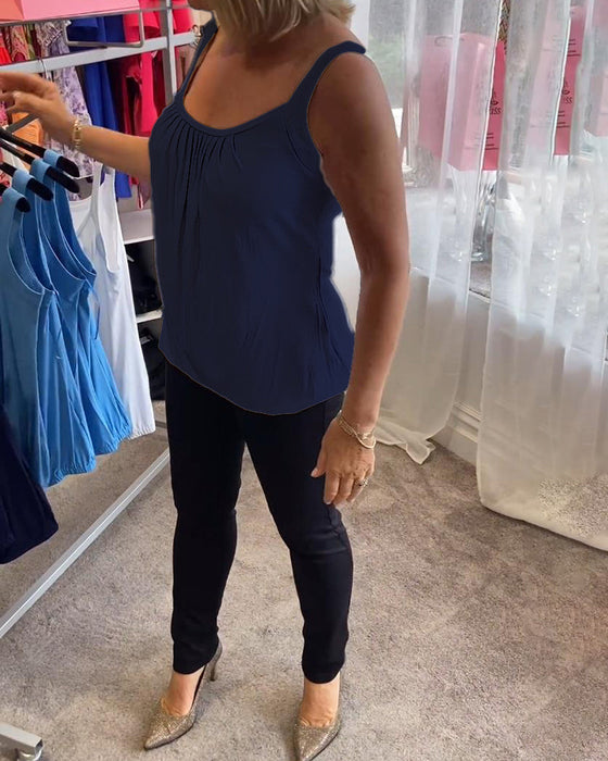 Set Lässiges, ärmelloses Oberteil mit Plissierung