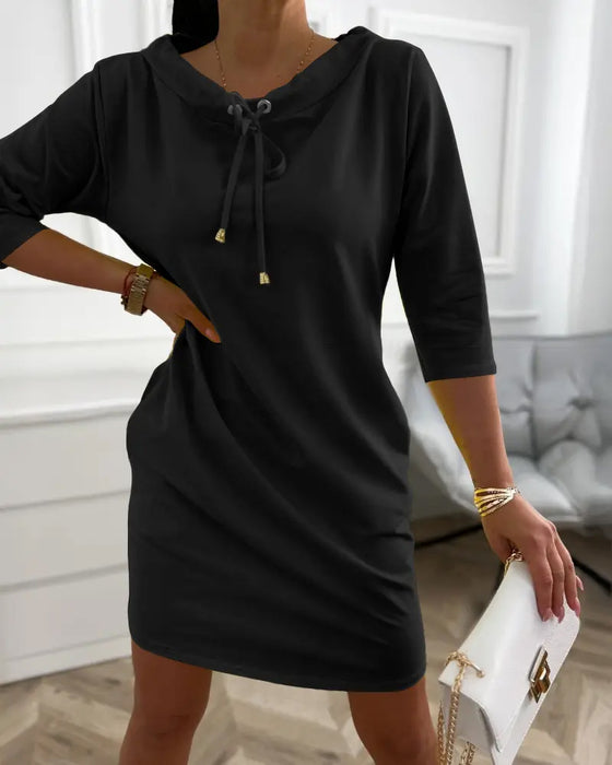 Kapuzenlose Lose Kleid Mit Taschen