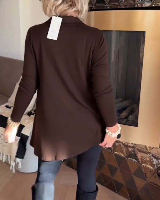 Unregelmäßiger Revers Langarmtop