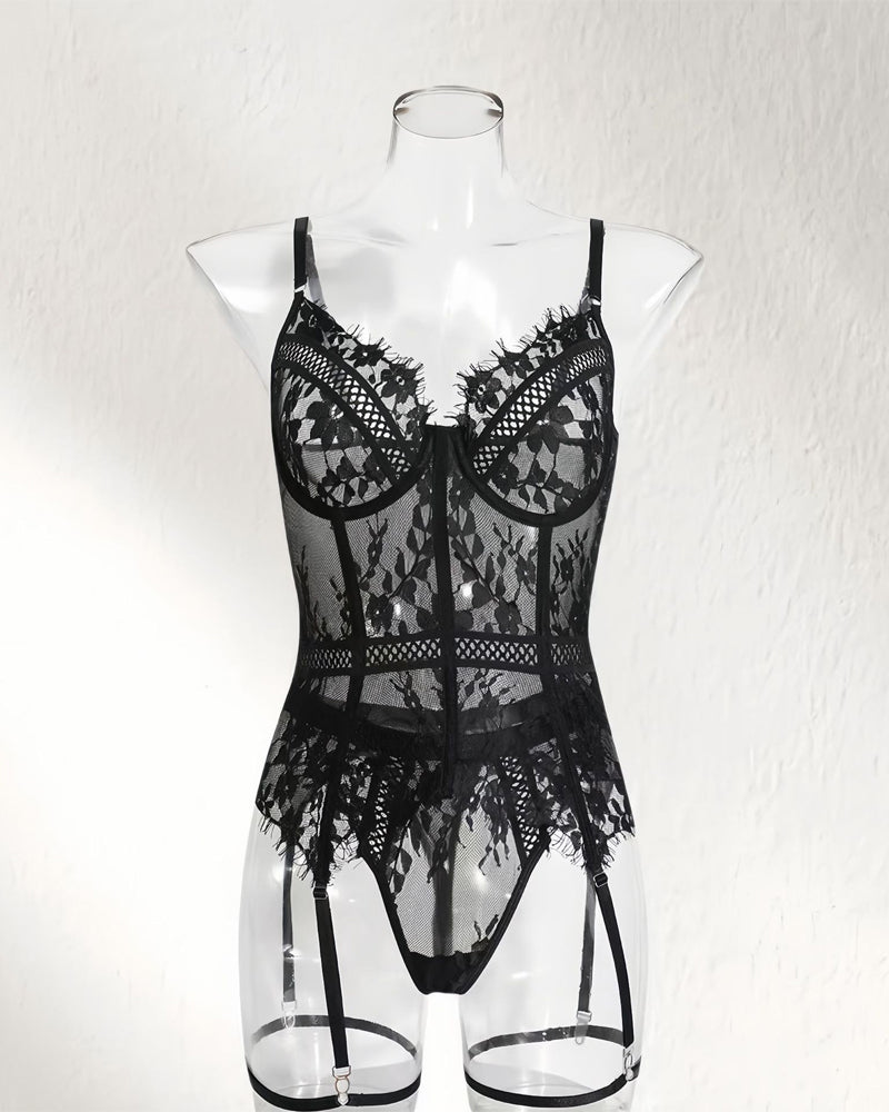 Lingerie Unifarben durchsichtig Einteiler