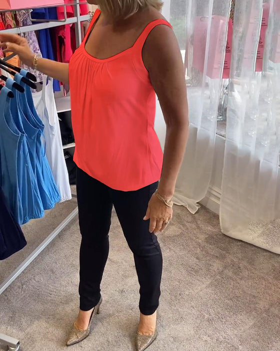 Set Lässiges, ärmelloses Oberteil mit Plissierung