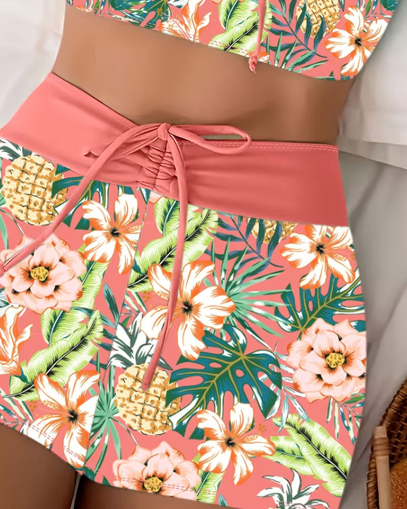 Bikinis Ananas Blumig Rock Zweiteilig
