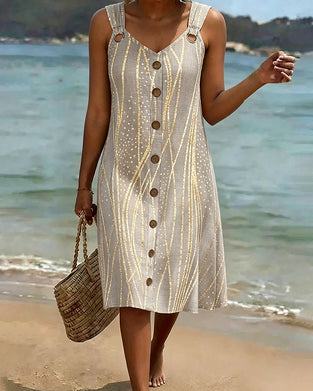 Kleid Camisole Ärmellos Linie Print
