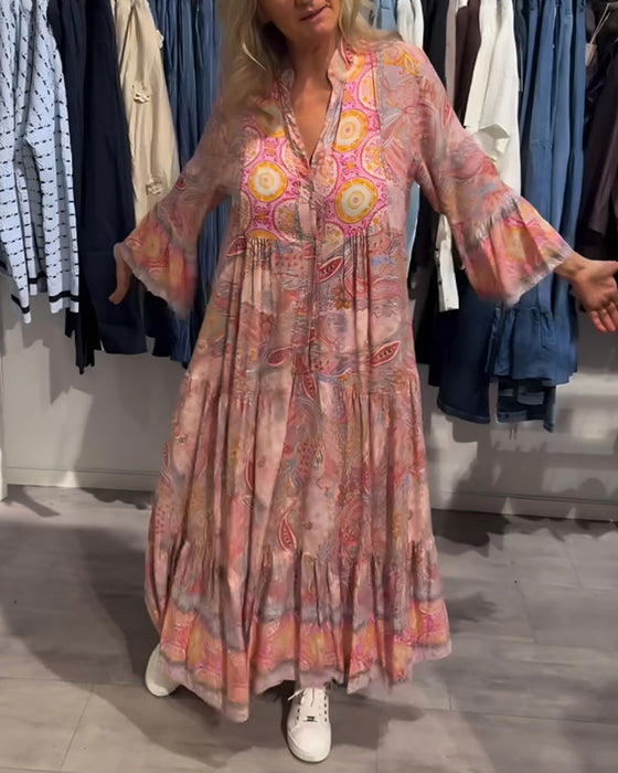 Kleid Lässig Urlaub Lang Bedruckt