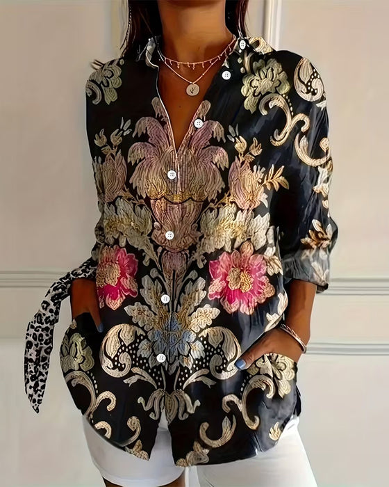 Hemd mit Kragen bedruckt Knopfleiste