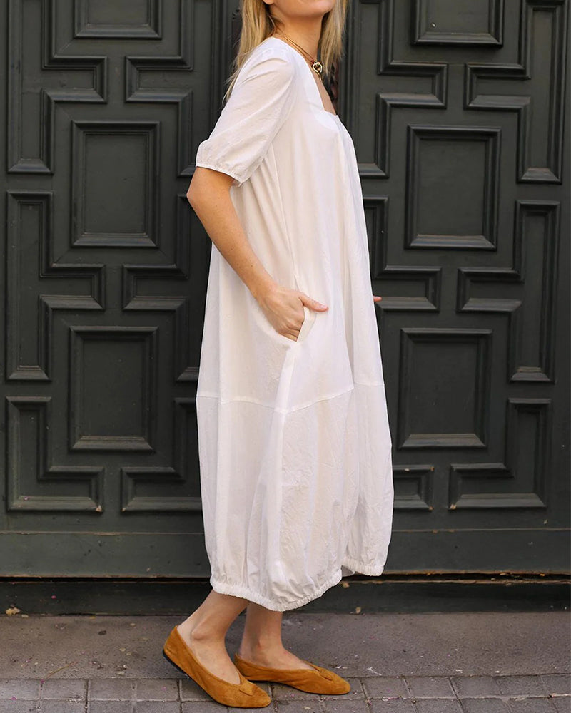 Kleid Quadratischer Ausschnitt Blubbersaum