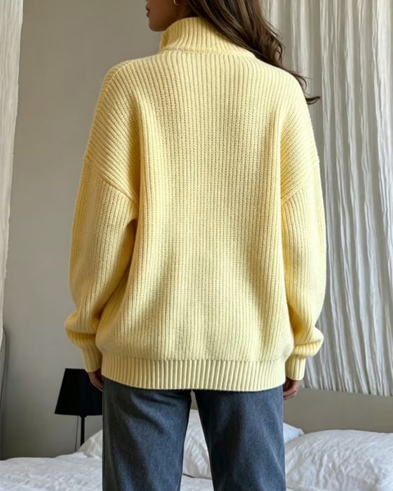 Pullover Halber Reißverschluss Stehkragen Stilvoll