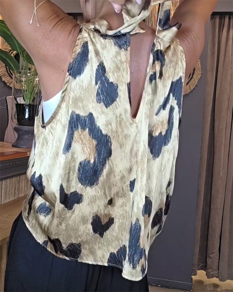Tanktop Leopardenmuster Rundhalsausschnitt