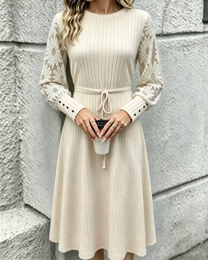 Kleid Rundhals Binden Mode
