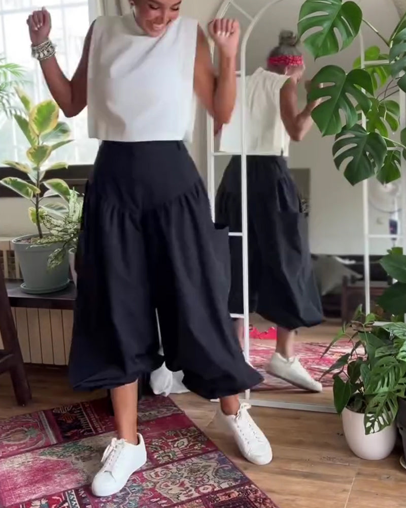 Hose Hoch Tailliert Locker Bequem