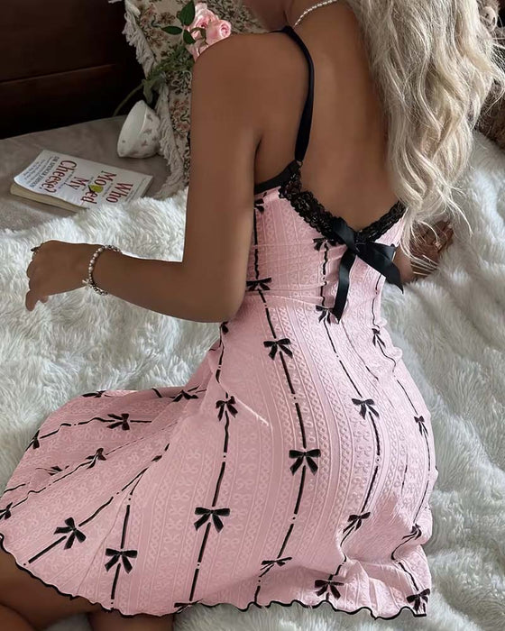 Schlafkleid Spitze Schleife Druck