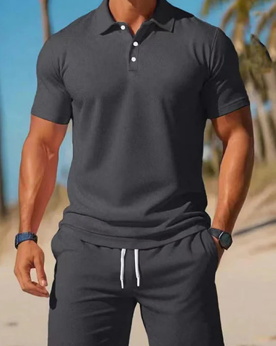 2-Teiliges Polo- Und Shorts-Set Für Herren Für Den Sommer