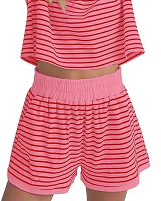 Set Gestreifte Kurzarm-Shorts