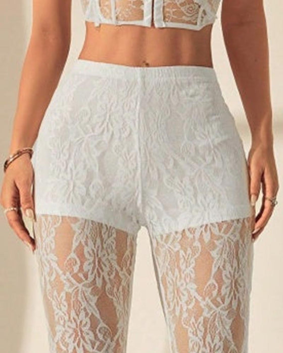 Hose Unifarben Patchwork Doppellagig