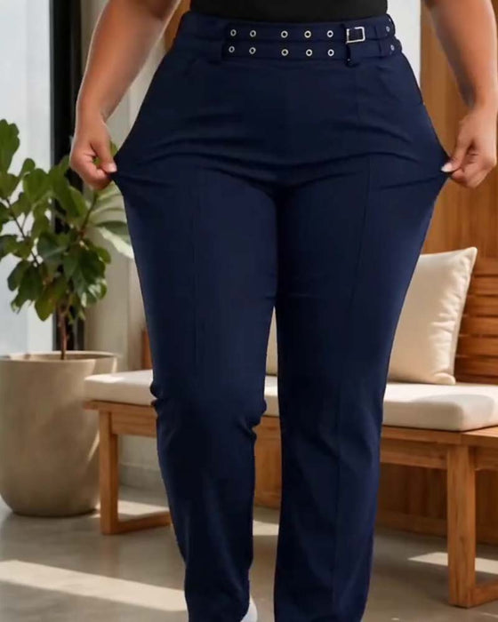 Hose Stilvoll Hohe Taille Slim Fit Lang