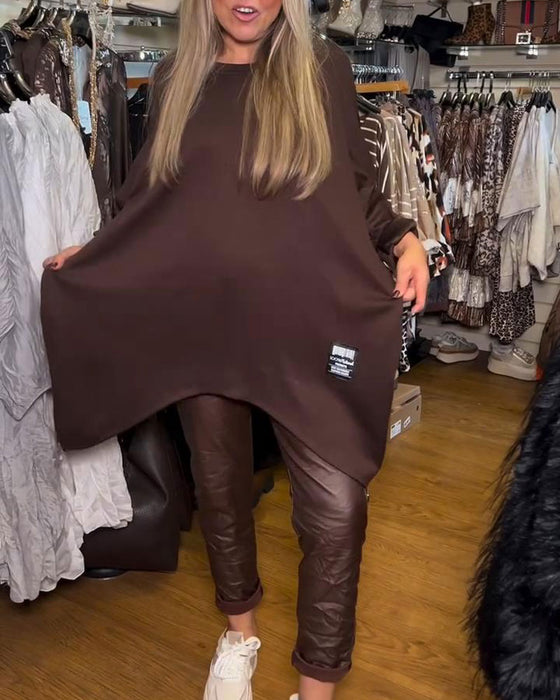Sweatshirt Mit Rundem Hals Und Lose - Passende Merkmale