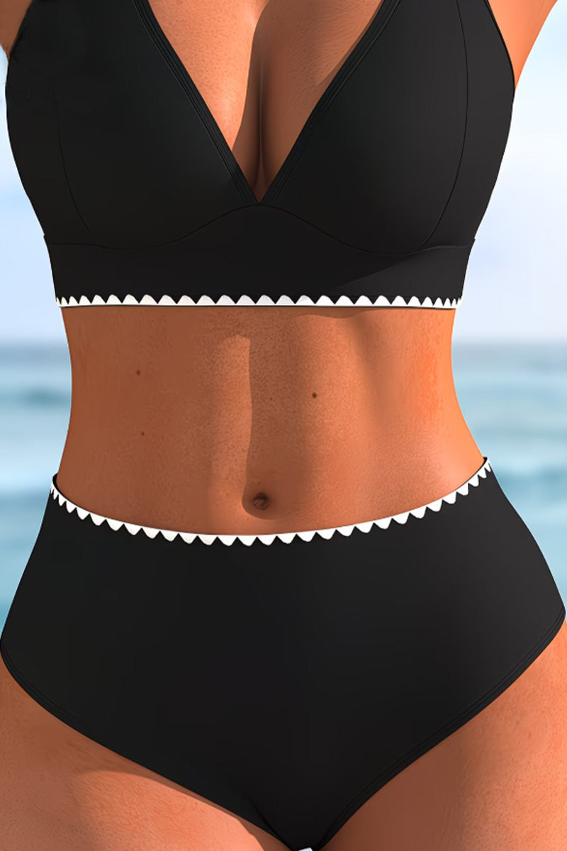 Bikini Zwei-Schulterträger Kontrastbesatz