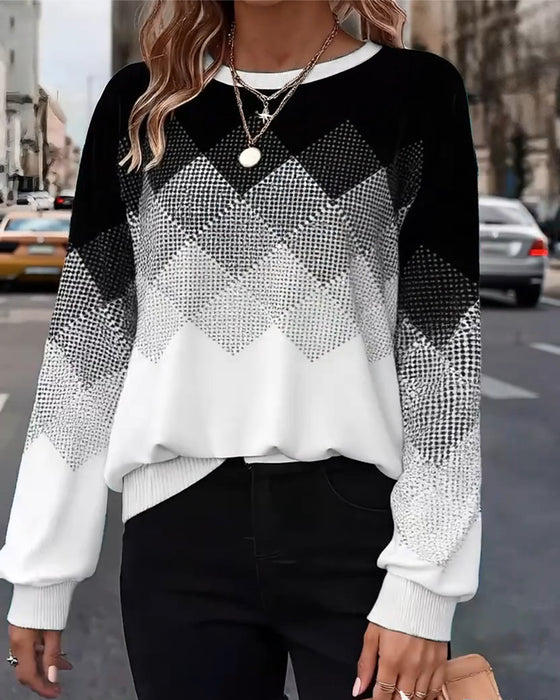 Sweatshirt Karo Print Rundhals