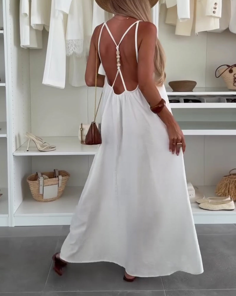 Kleid Rückenfrei Cami Urlaub Maxi