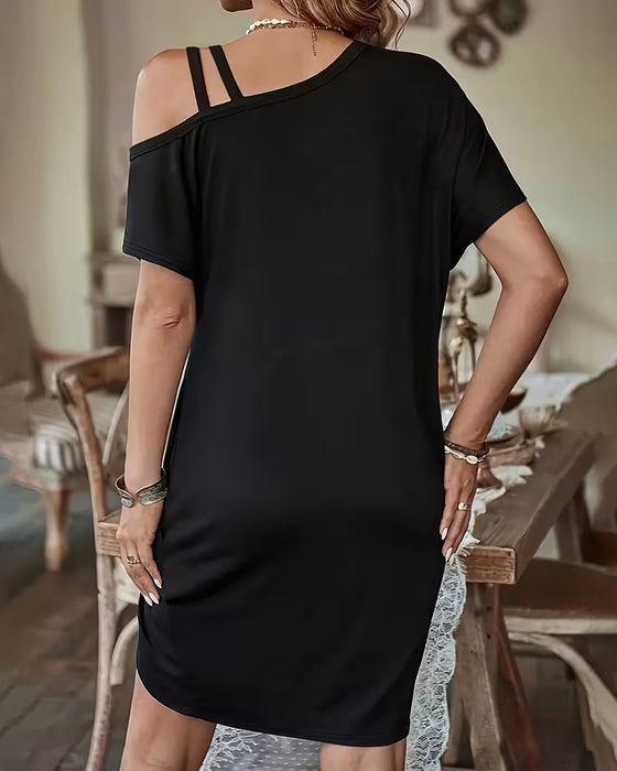 Kleid Off-Shoulder Imitation Zweiteilig