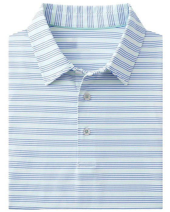 T-Shirt Kragen Blau Und Weiß Feiner Streifen