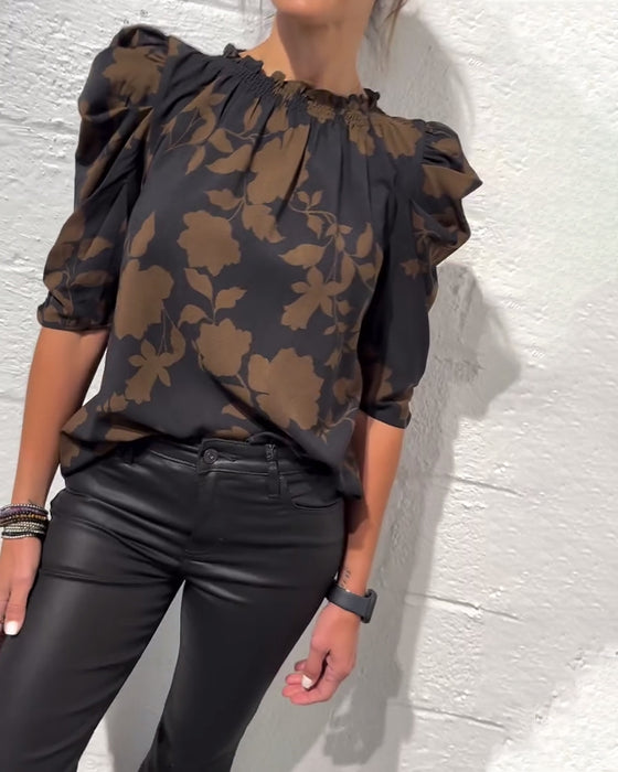 Bluse Puffärmel Rüsche