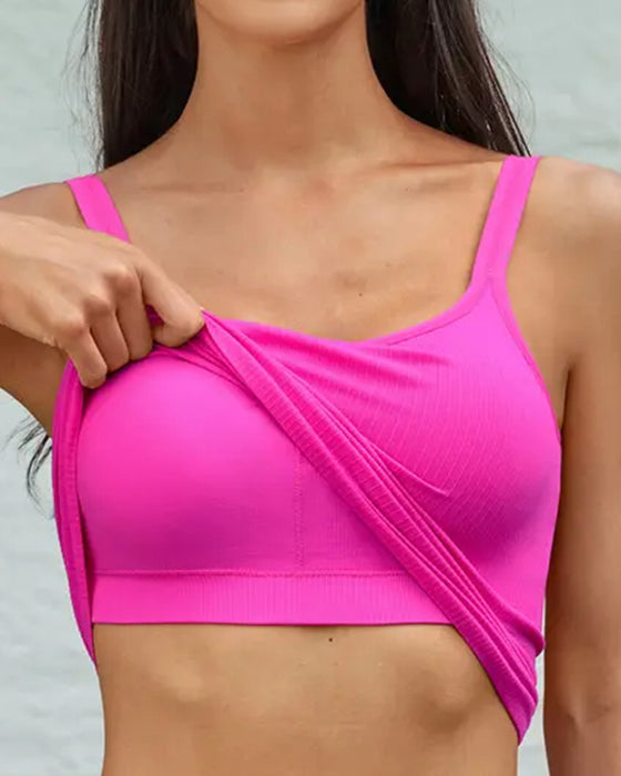 Tank Top Uni-Farbe Träger U-Ausschnitt
