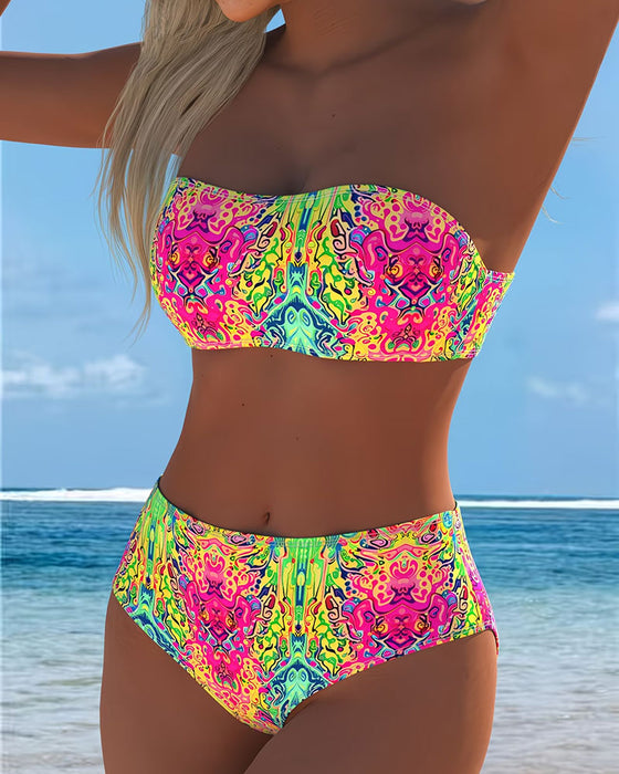Bikini Trägerlos Farbe Druck