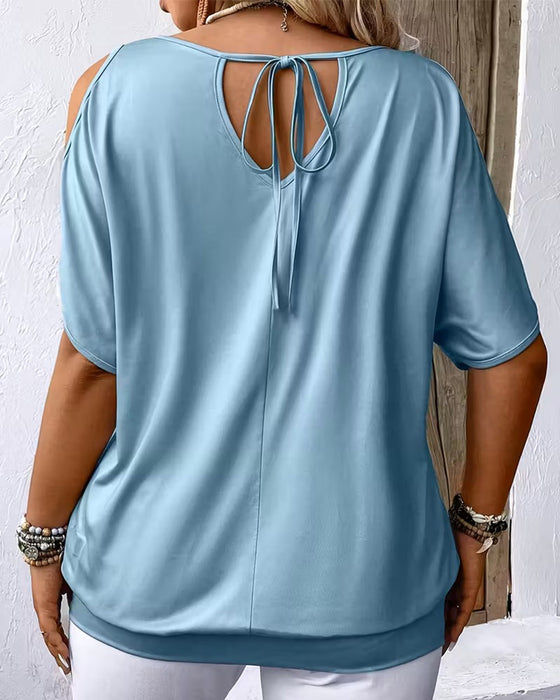 T-Shirt Off-Shoulder Federnprint
