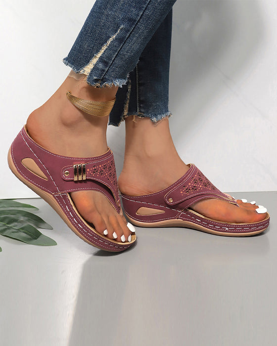 Sandalen mit dicker Sohle Hohldesign Zehenriemen