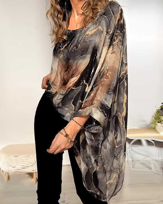 Bluse Fledermausärmel Tie-Dye Locker