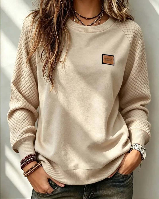 Sweatshirt Rundhalsausschnitt Argyle Raglanärmel Pullover