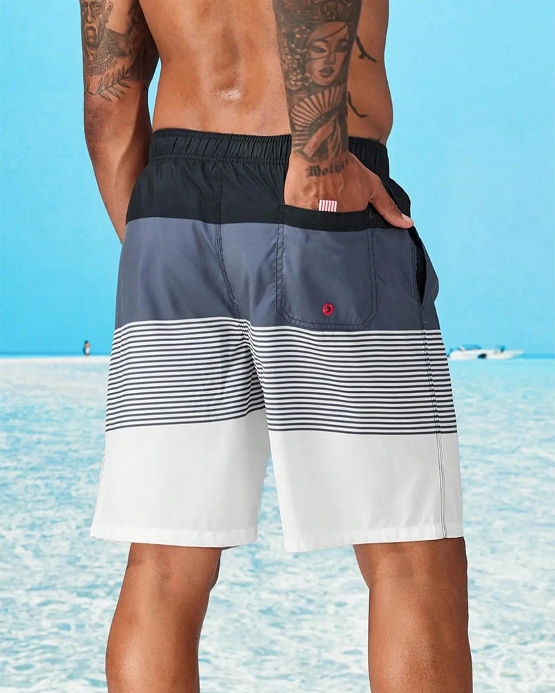 Shorts Herren Colorblock gestreift Strand