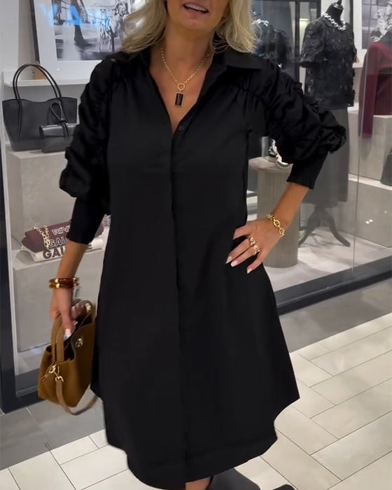 Kleid modisch Hemdkragen einfarbig