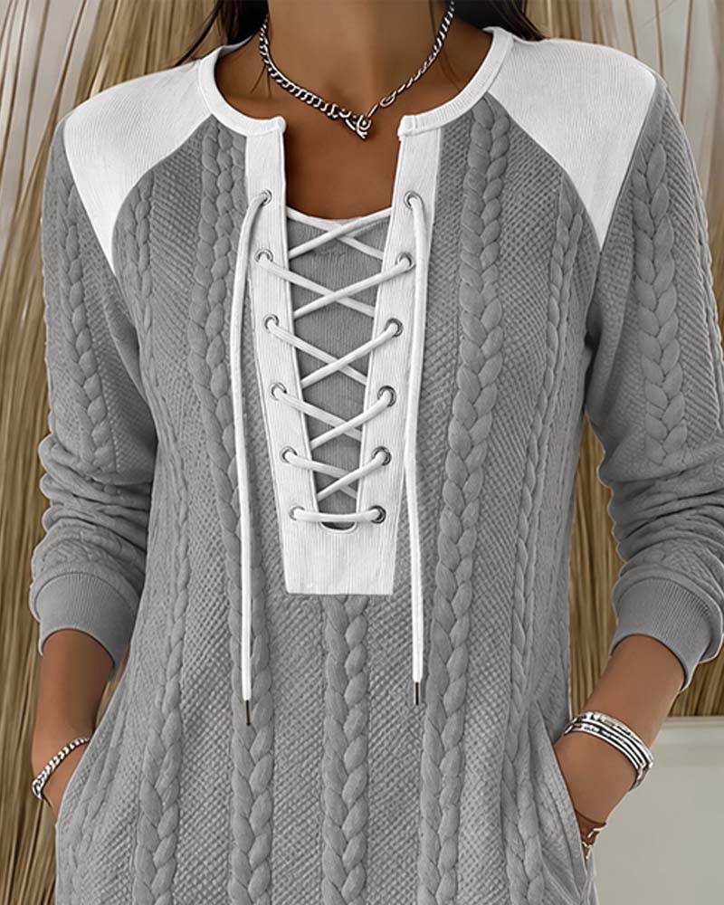 Kleid Binden Mode Farbblock