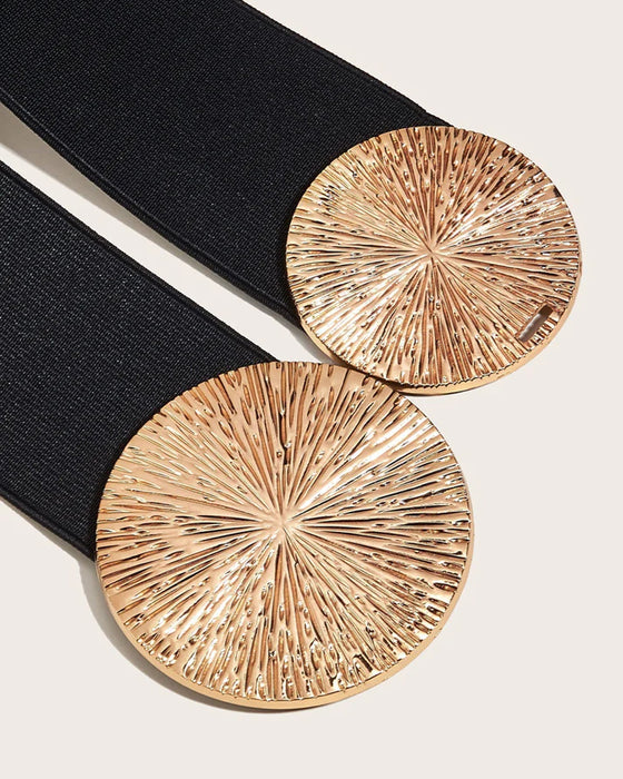 Damen Vintage elastischer Gürtel mit goldener Schnalle