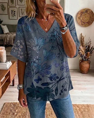 Bluse V-Ausschnitt Halbarm