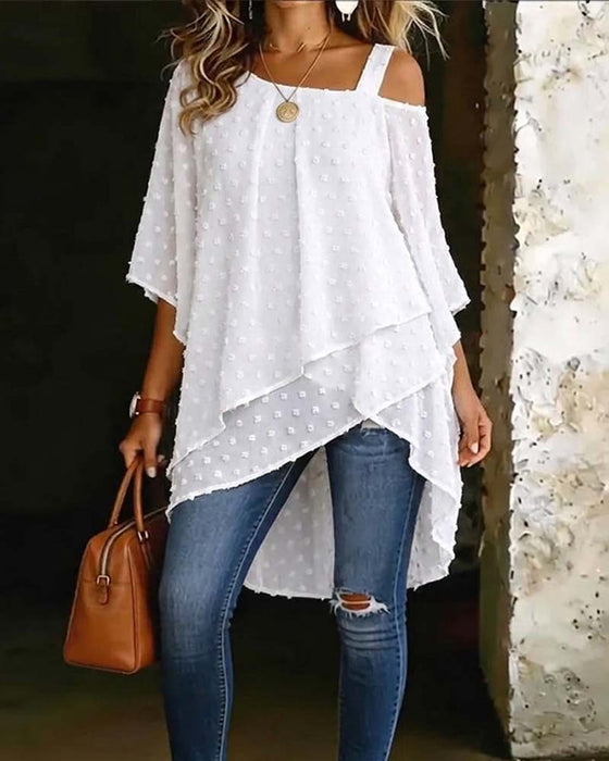 Bluse Dreidimensional Blumig Ein-Schulter